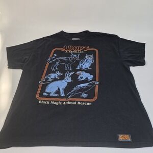 Steven Rhodes Shirt Men's XL Black Adopt A Familiar Magic Animal Rescue Cats